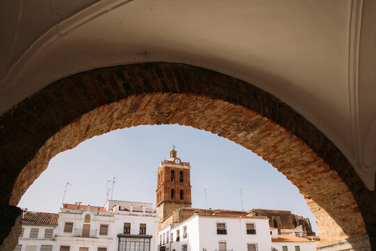 Tower of church in city