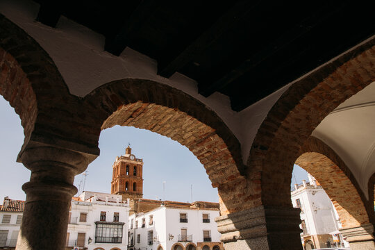 Tower of church in city