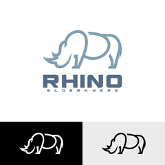 Rhino logo line vector illustration design template. Creative design