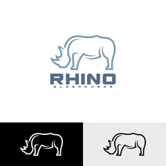 Rhino logo line vector illustration design template. Creative design