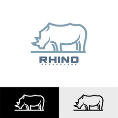 Rhino logo line vector illustration design template. Creative design