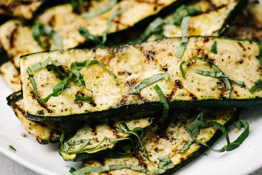 Grilled zucchini closeup