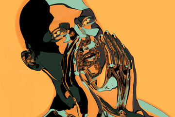 Graphic image woman calling