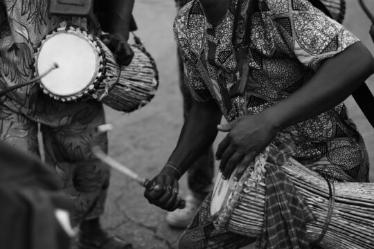 Drummers playing their drums at a Festival 