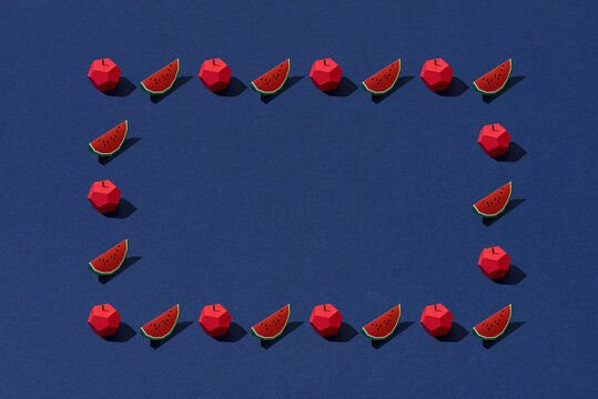 Summer fruits set with watermelon and apple