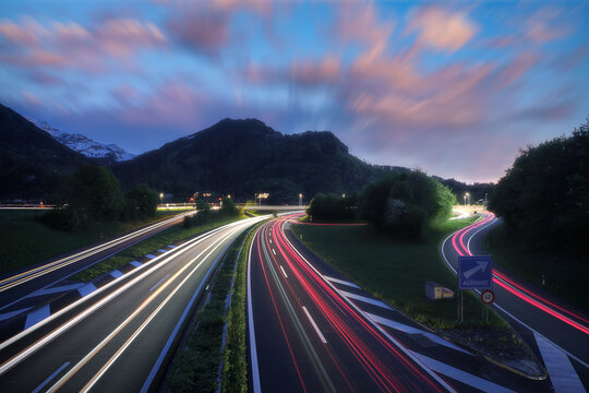 Fast paced road scene