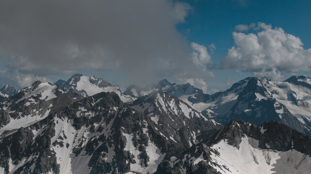  mountain range, snow-covered summits