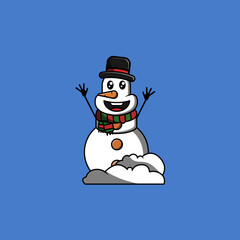cute cartoon snowman smiling winter illustration