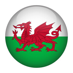 Wales 3D Rounded Country Flag button Icon