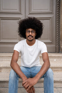 Man With Afro Hair Portrait