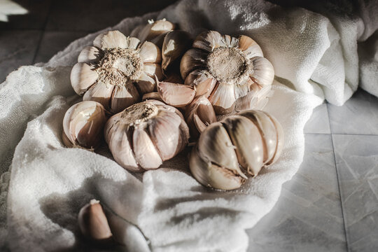 Garlic Cloves on White Background