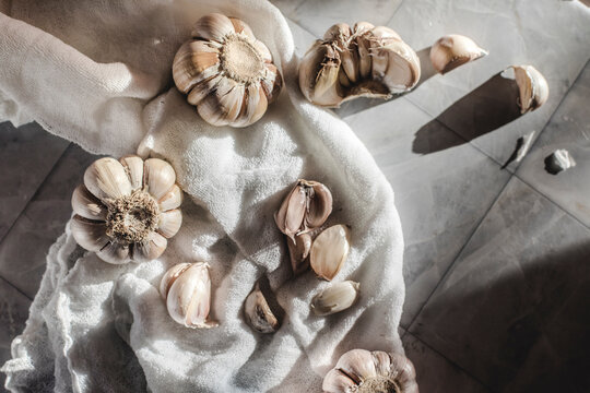 Garlic Cloves on White Background