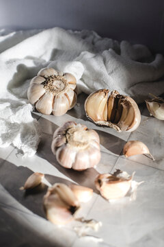 Garlic Cloves on White Background