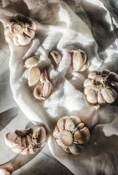 Garlic Cloves on White Background