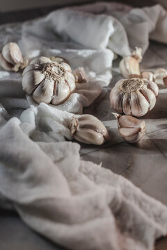 Garlic Cloves on White Background