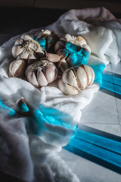 Garlic Cloves on White Background