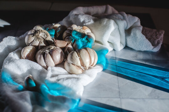 Garlic Cloves on White Background