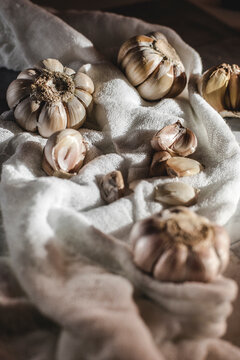 Garlic Cloves on White Background