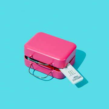 covid-19 test with a negative result in a suitcase