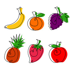 set collection fruit orange banana apple apple