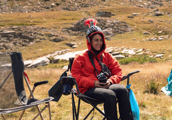 A young girl knight satisfied