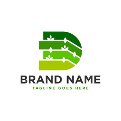 leaf inspiration illustration logo with letter D