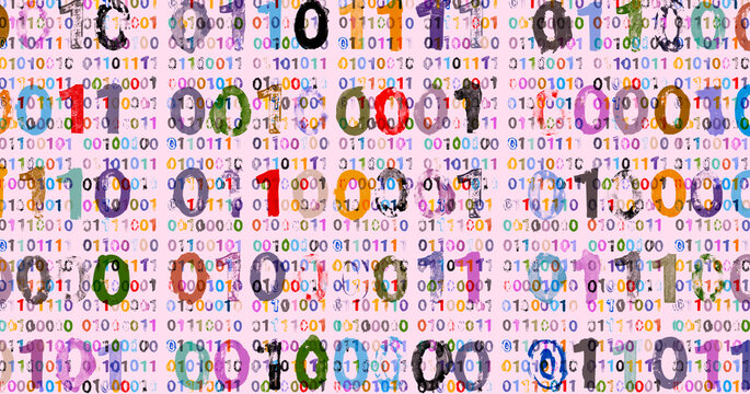 Binary Code  Detail Illustration on Pink