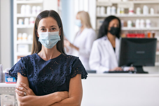 RX: Masked Customer In Drugstore