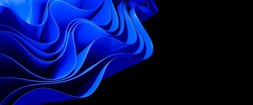 abstract background with blue curves isolated on black