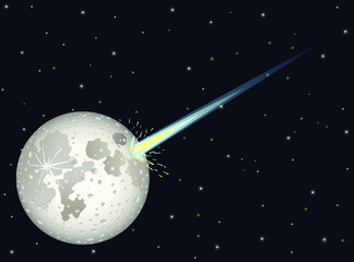 Fototapeta na wymiar Moon hit by a large comet or meteor vector
