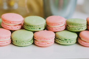 Green and Pink Macarons Stacked