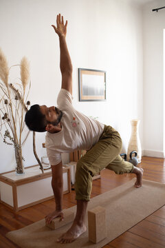 Asana full yoga pose with cork blocks