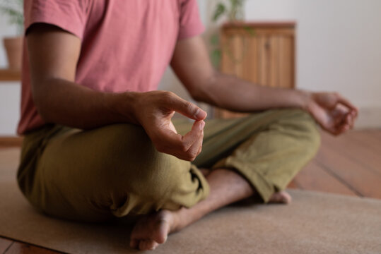 Close-up of the hands in om meditation position