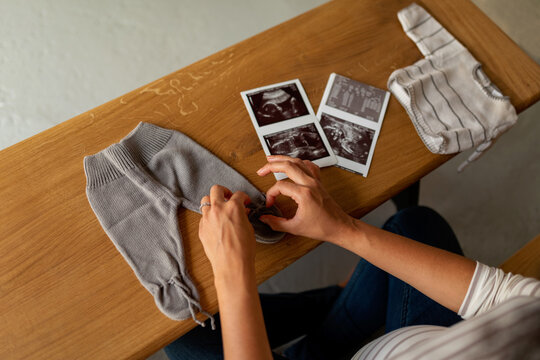 Prenatal, baby clothes and baby`'s ultrasounds