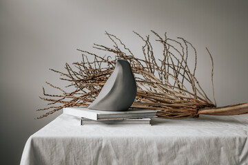 Deconstructed bird nest home decor still life