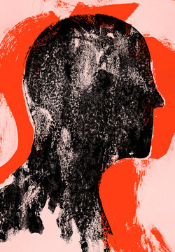 Abstract Face on Orange