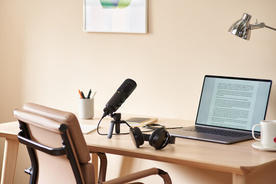 Workspace prepared for podcast recording