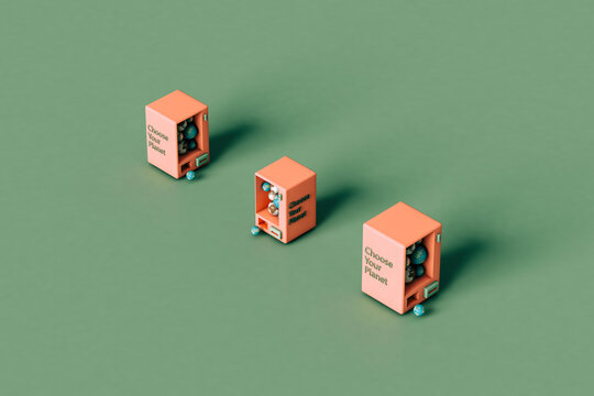 Globes dispenser on green