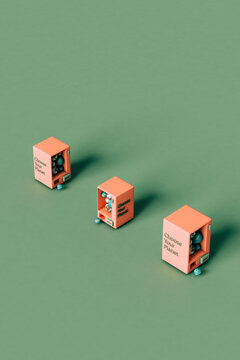 Vending machine with clean and polluted planets