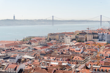 Panoramic view of Lisbon and the 25 de Abril bridge