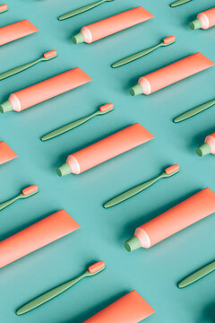 pattern of toothbrush and toothpaste