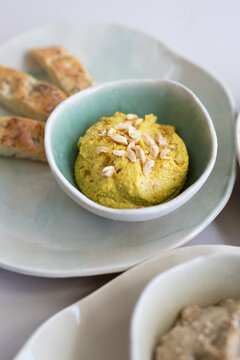 Pate Veggie focaccia with Raz , Hanout and Mutabal