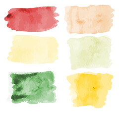 Fototapeta premium Collection watercolor background real watercolor. brush paint stroke striped. hand drawn elements for design. Isolated on white background.vector
