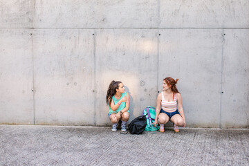 Young students talking in university campus