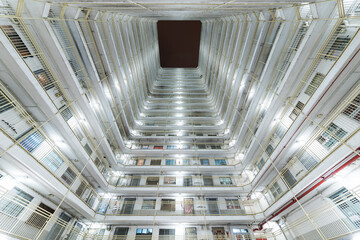 high rise residential building in Hong Kong city. Modern building abstract backgrounf pattern