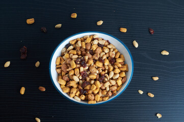 top shot of a peanut plate