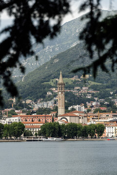 Cityscape of Lecco town, Italy 