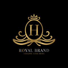 letter H royal crest vector logo design for vintage brand and beauty care initial