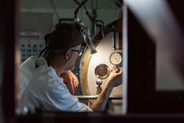 Man working at coffee production