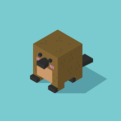 platypus cubic isometric on blue background